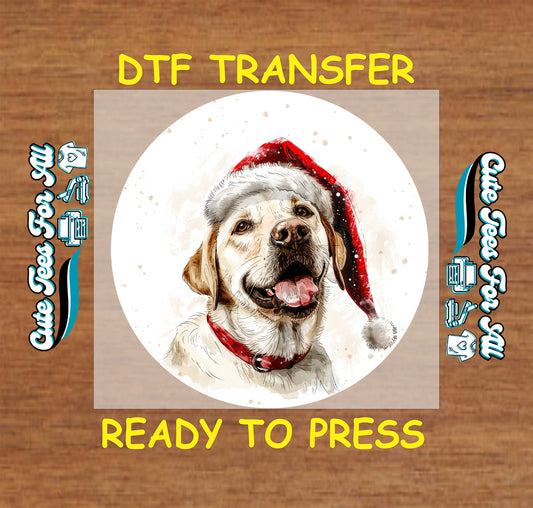 labrador santa hat christmas ready to press dtf iron on heat transfer for diy shirts