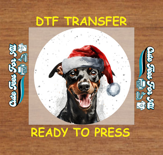 black tan dog santa hat christmas ready to press dtf iron on heat transfer for diy shirts