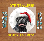 Christmas Cane Corso Santa Hat DTF Transfer – Round Snowflake Portrait Ready to Press Iron On Heat Transfer for DIY Shirts 12078