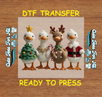Christmas Crochet Ducks DTF Transfer – Tree, Angel, Reindeer & Santa Iron On Heat Transfer for DIY Christmas Shirts 12143