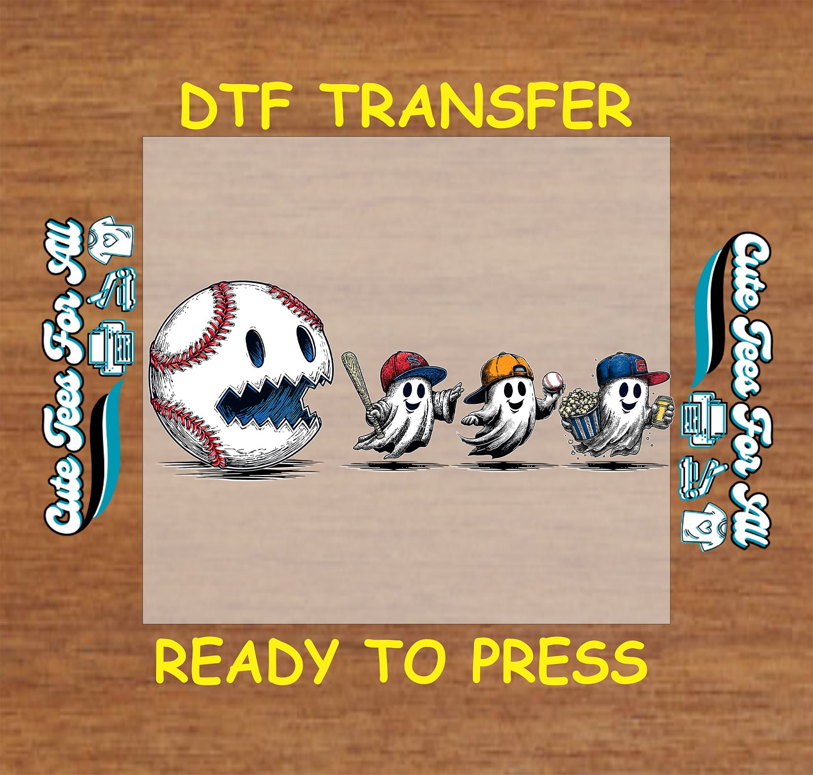 ready to press dtf halloween baseball ghosts iron on heat transfer for diy halloween shirts