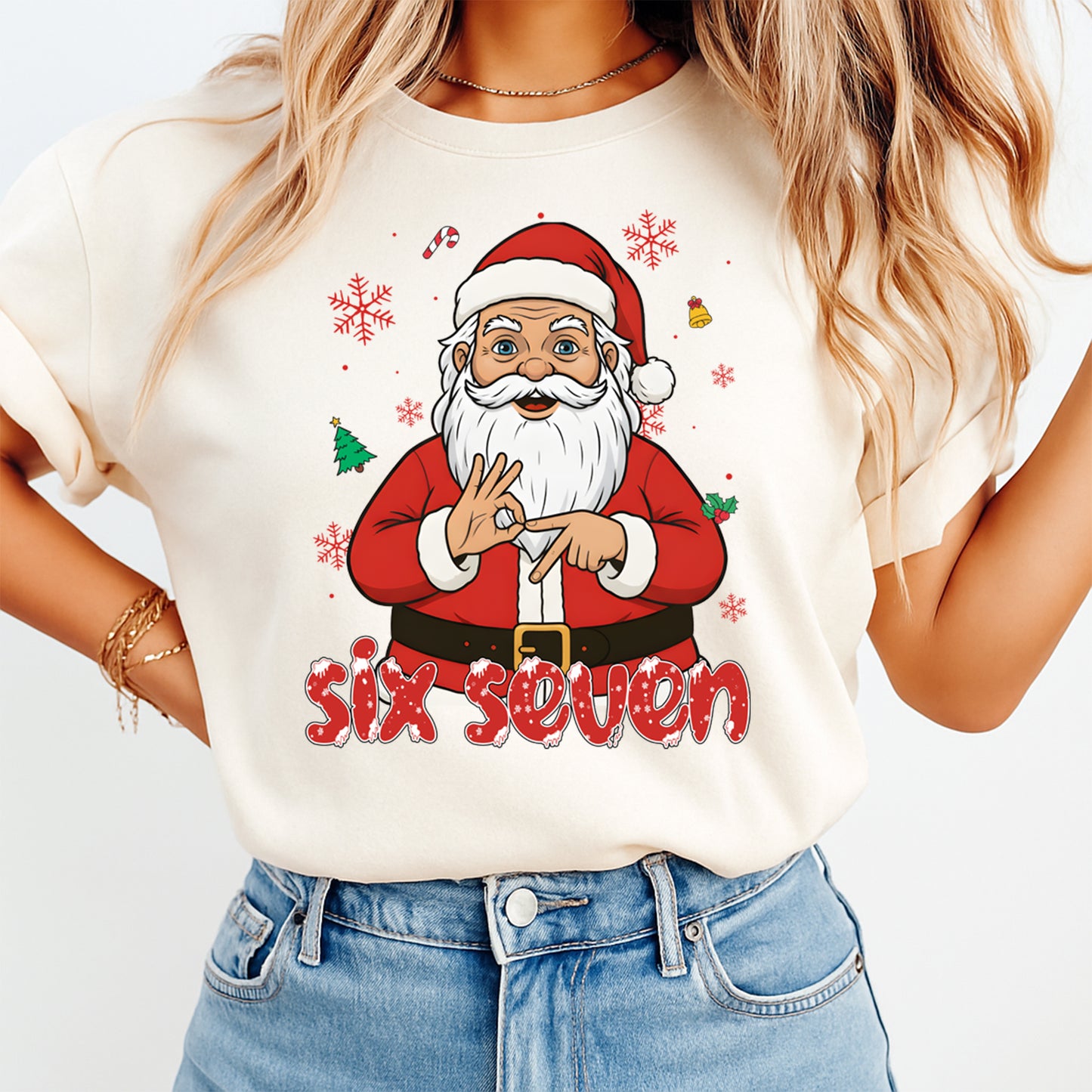 Christmas Santa Six Seven DTF Transfer – Ready to Press Iron On Heat Transfer for DIY Christmas Shirts 12164