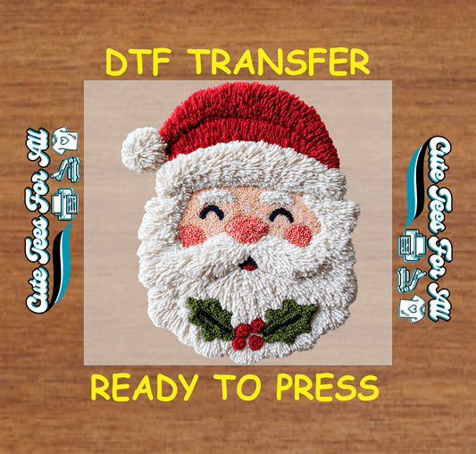 christmas santa yarn crochet style ready to press dtf iron on heat transfer for diy christmas shirts