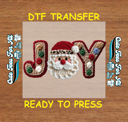 christmas joy santa yarn crochet ready to press dtf iron on heat transfer for diy christmas shirts