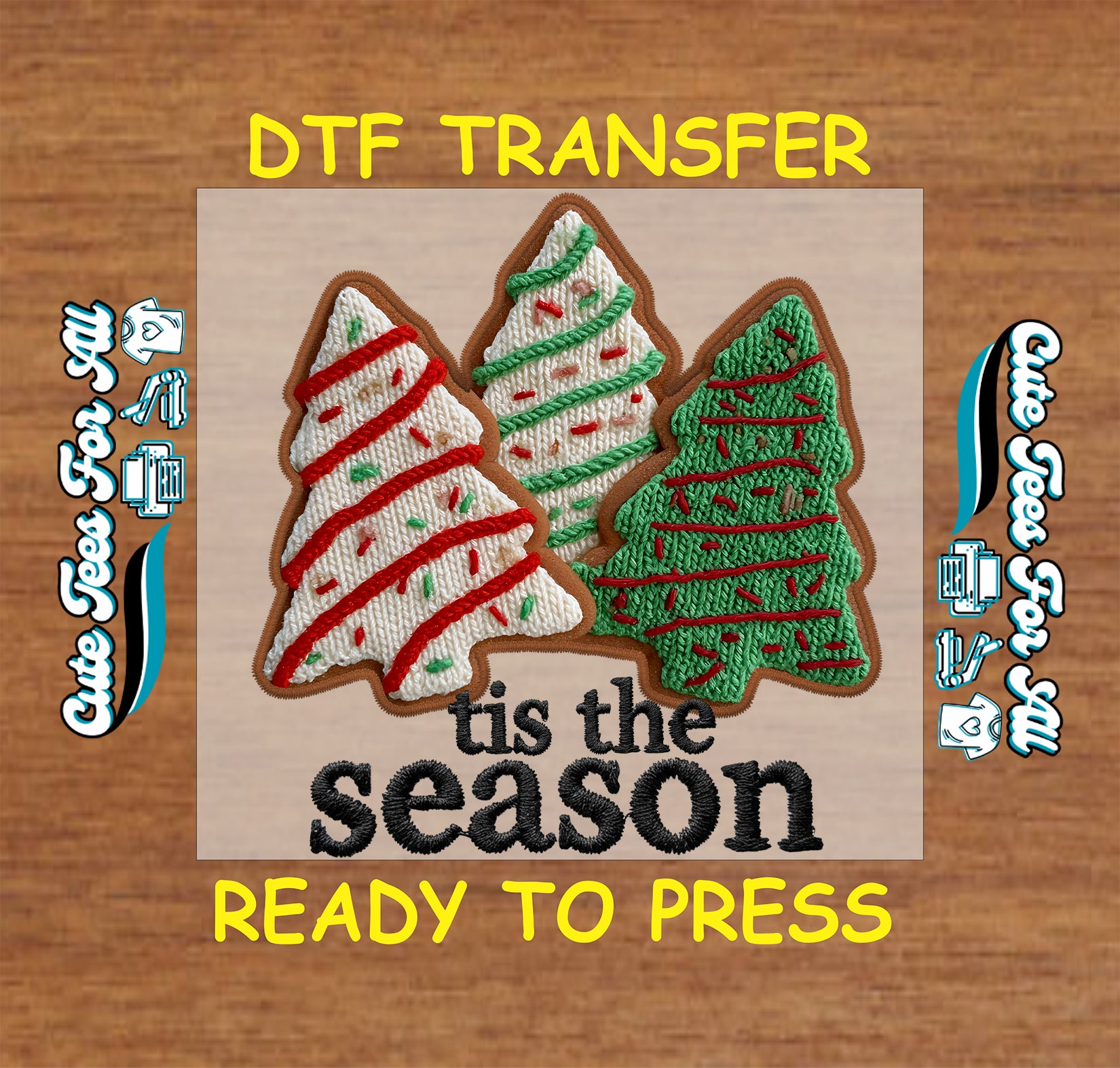 christmas cookie tree yarn crochet tis the season ready to press dtf iron on heat transfer for diy christmas shirts
