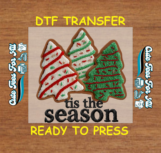 christmas cookie tree yarn crochet tis the season ready to press dtf iron on heat transfer for diy christmas shirts