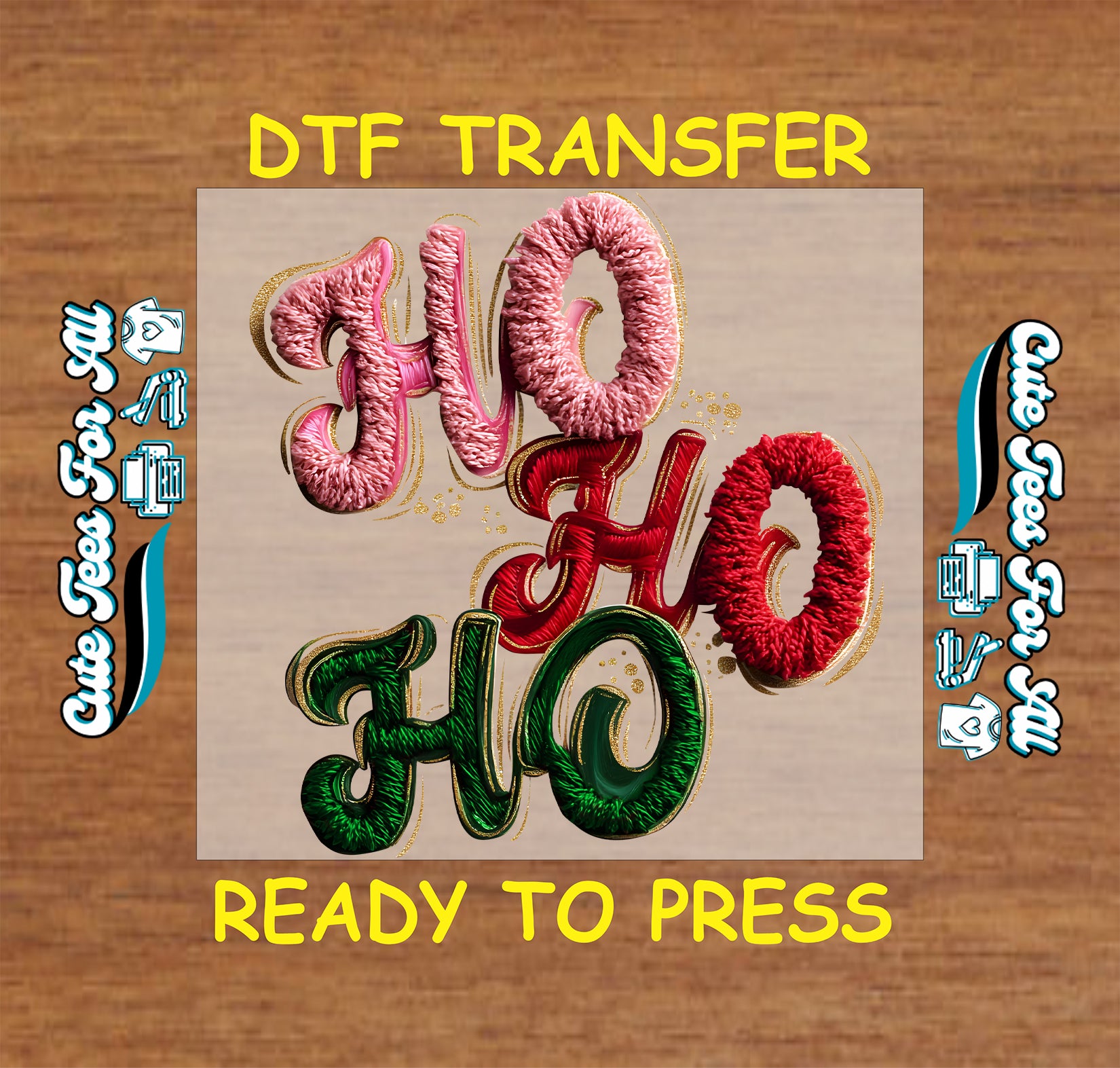 christmas ho ho ho yarn crochet ready to press dtf iron on heat transfer for diy christmas shirts