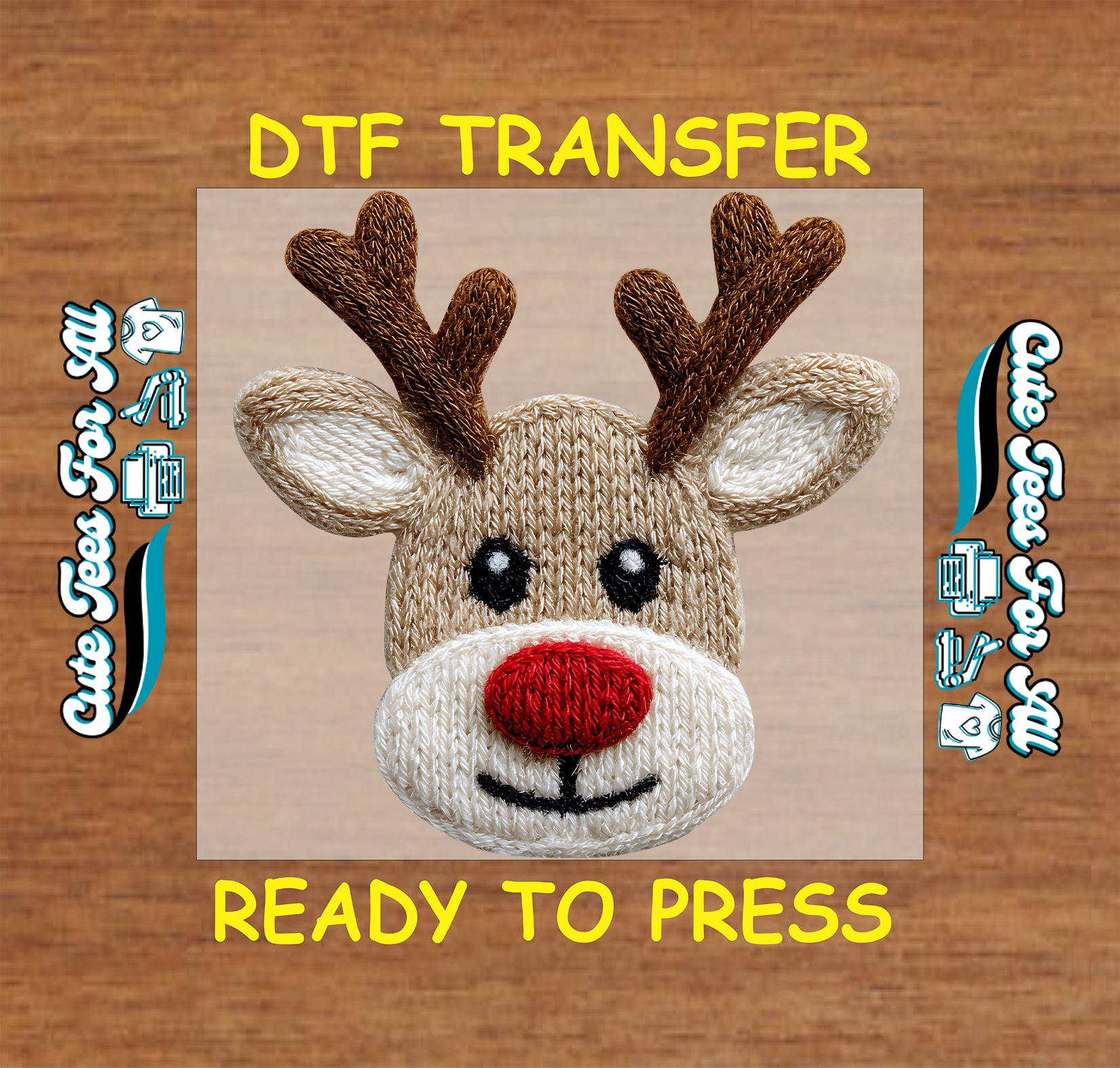 christmas reindeer yarn crochet ready to press dtf iron on heat transfer for diy christmas shirts