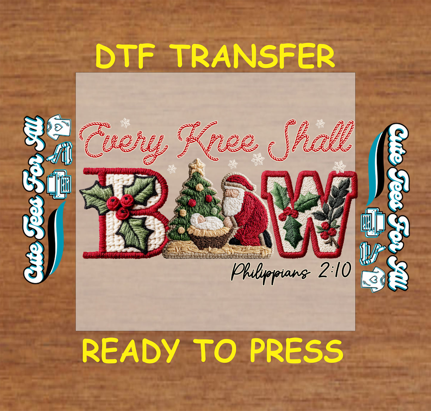 christmas scripture nativity bow crochet art ready to press dtf iron on heat transfer for diy christmas shirts