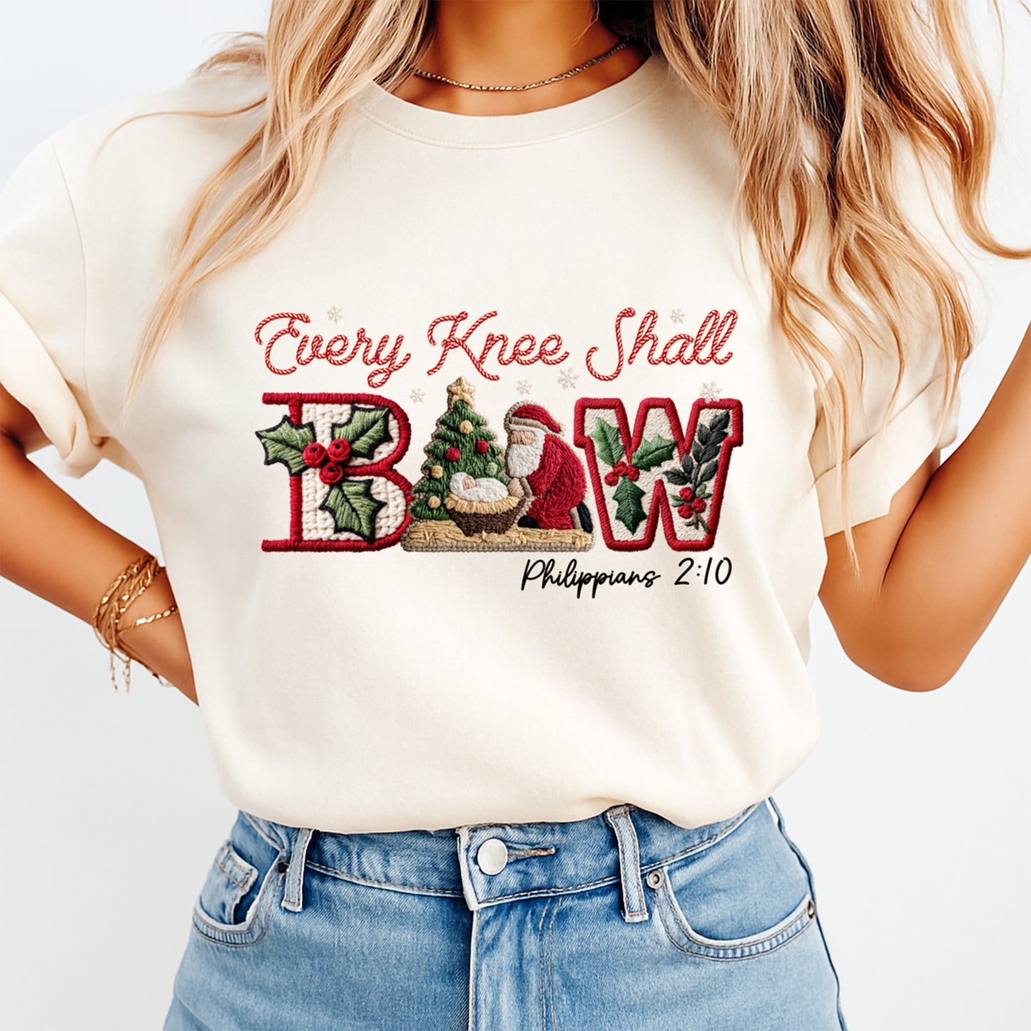 Christmas Scripture Bow Nativity DTF Transfer – Ready to Press Iron On Heat Transfer for DIY Christmas Shirts 12212