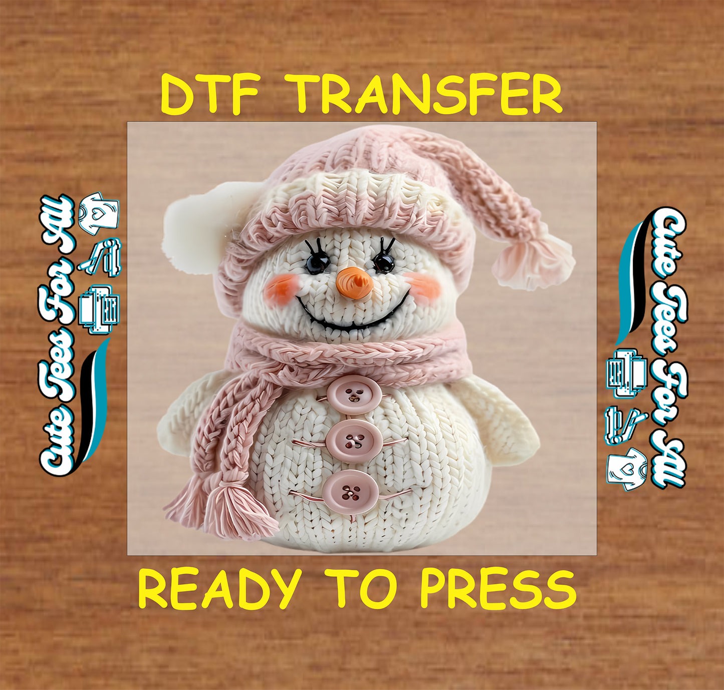 girly pink christmas snowman yarn style cute kids dtf transfer ready to press for diy christmas shirts