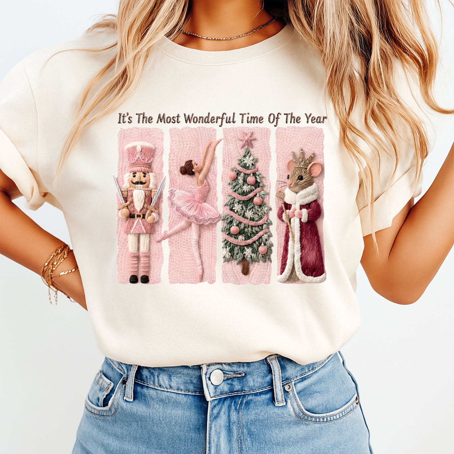 Christmas Yarn Art Nutcracker Ballet DTF Transfer – Ready to Press Iron On Heat Transfer for DIY Christmas Shirts 12249