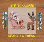 Christmas Santa Sleigh Reindeer Yarn Style DTF Transfer – Ready to Press Iron On Heat Transfer for DIY Christmas Shirts 12256
