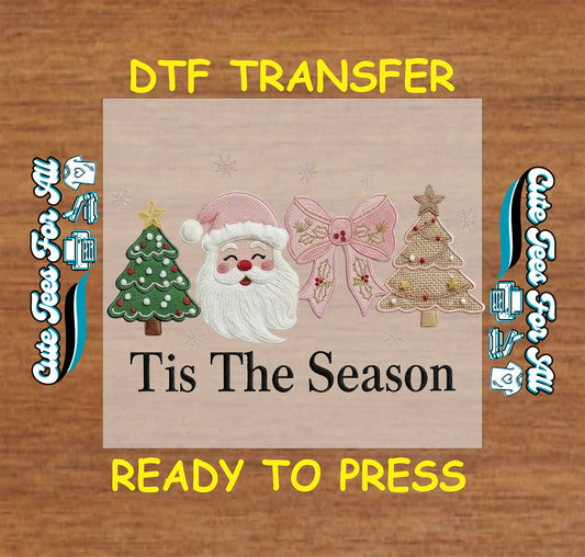 tis the season santa trees bow yarn style ready to press dtf transfer iron on heat transfer