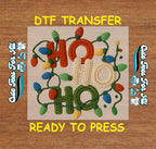Christmas HO HO HO Knit Lights Yarn Style DTF Transfer – Ready to Press Iron On Heat Transfer for DIY Christmas Shirts 12276