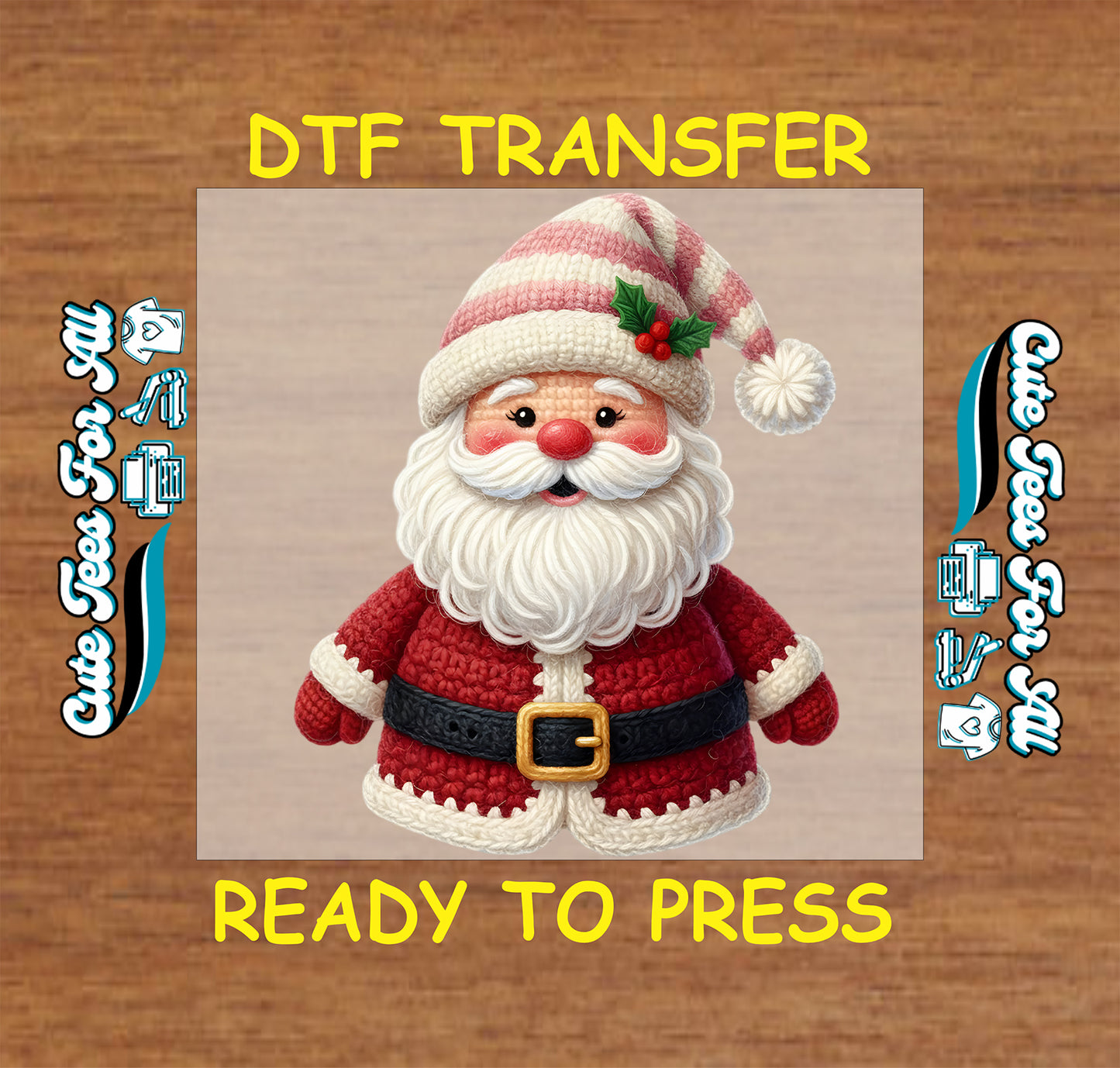 yarn crochet santa christmas ready to press dtf transfer iron on heat transfer diy christmas shirts
