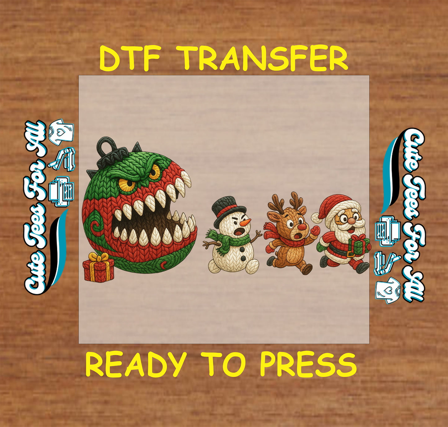 funny yarn crochet christmas monster ornament ready to press dtf transfer iron on heat transfer diy christmas shirts