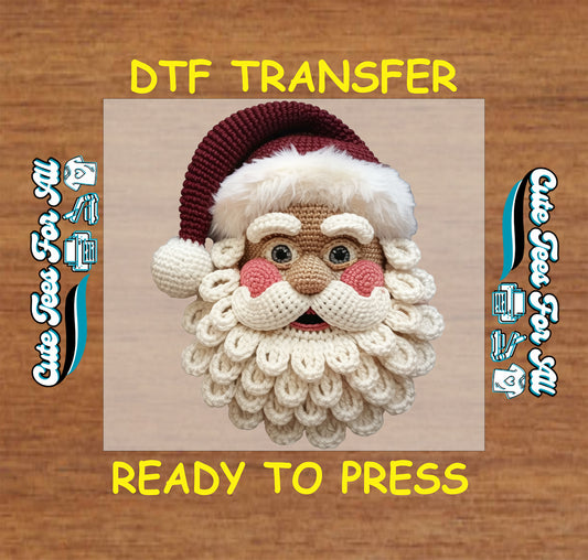 yarn crochet santa face ready to press dtf transfer iron on heat transfer diy christmas shirts