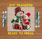Christmas Yarn Crochet Snowman Family DTF Transfer – Ready to Press Iron On Heat Transfer for DIY Christmas Shirts 12287