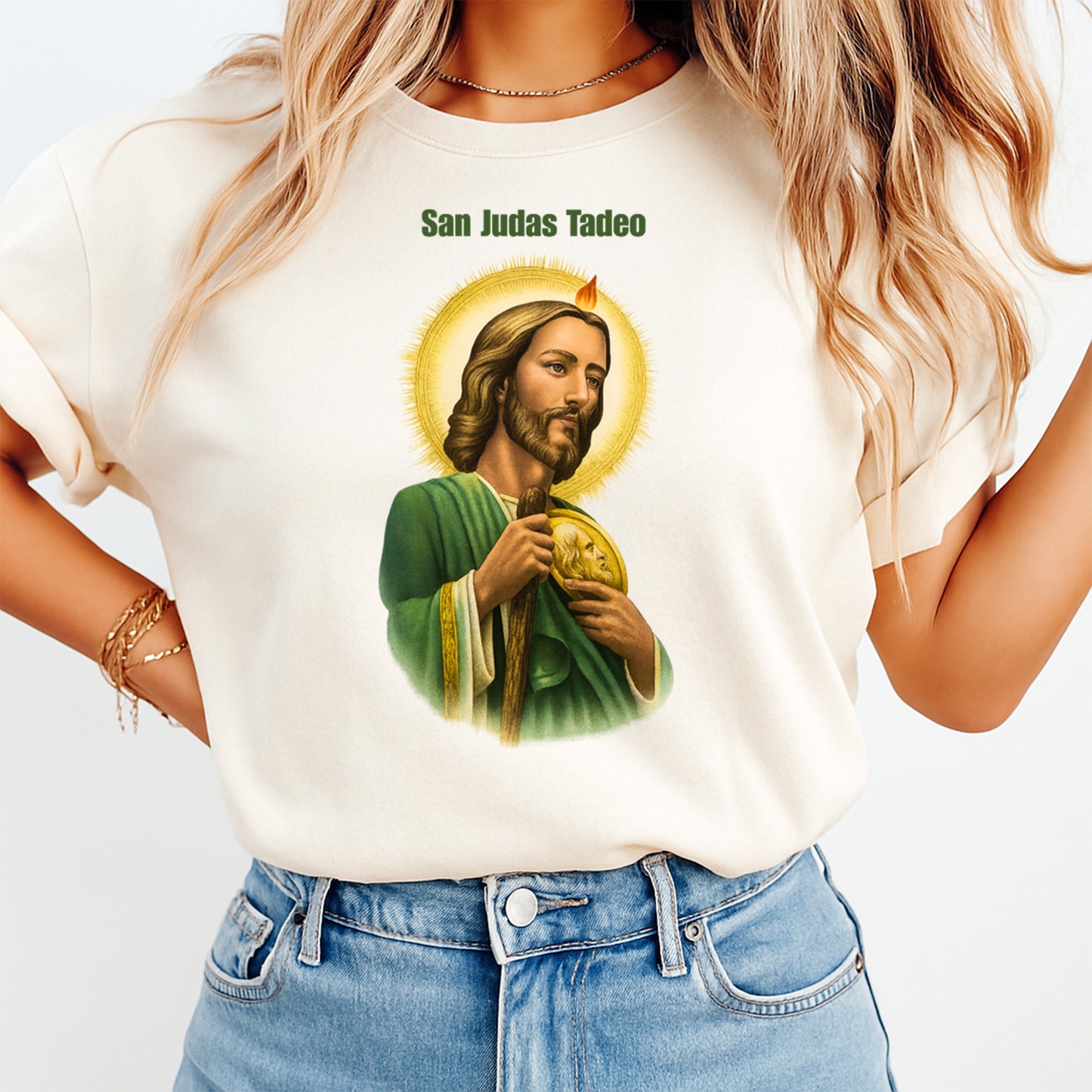Religious San Judas Tadeo DTF Transfer – Ready to Press Iron On Heat Transfer for DIY Spiritual Shirts 12290