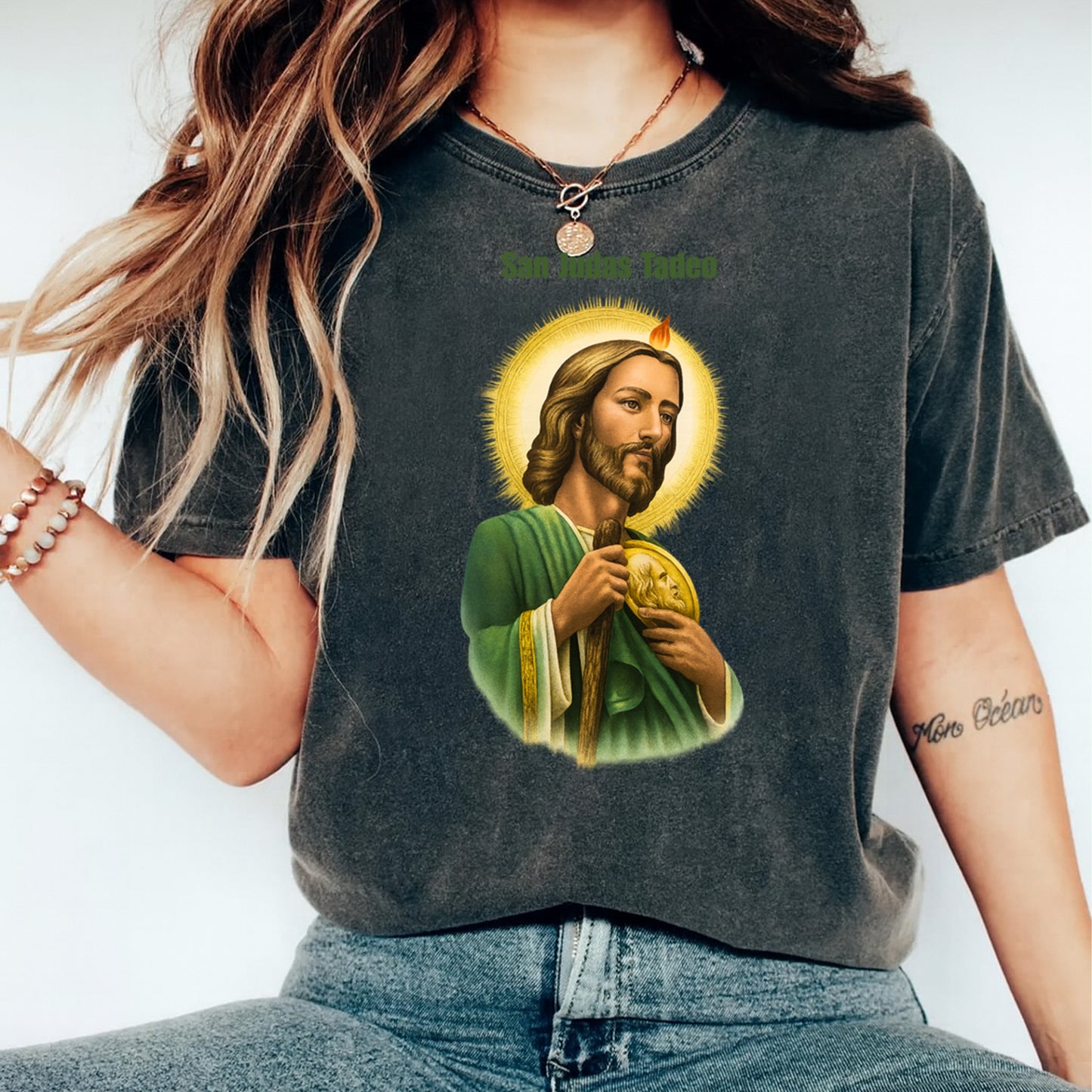 Religious San Judas Tadeo DTF Transfer – Ready to Press Iron On Heat Transfer for DIY Spiritual Shirts 12290