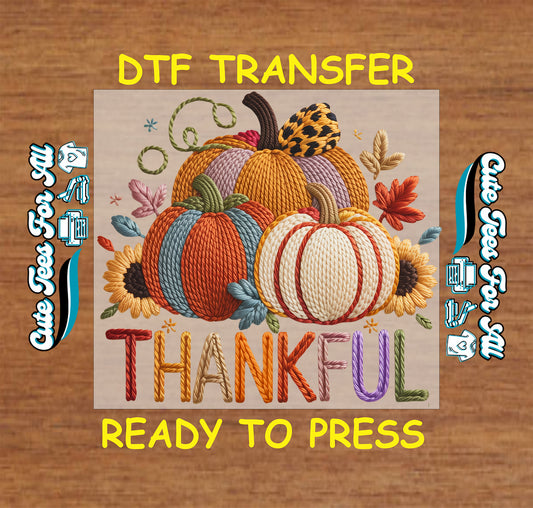 thanksgiving yarn crochet thankful pumpkins ready to press dtf iron on heat transfer fall print