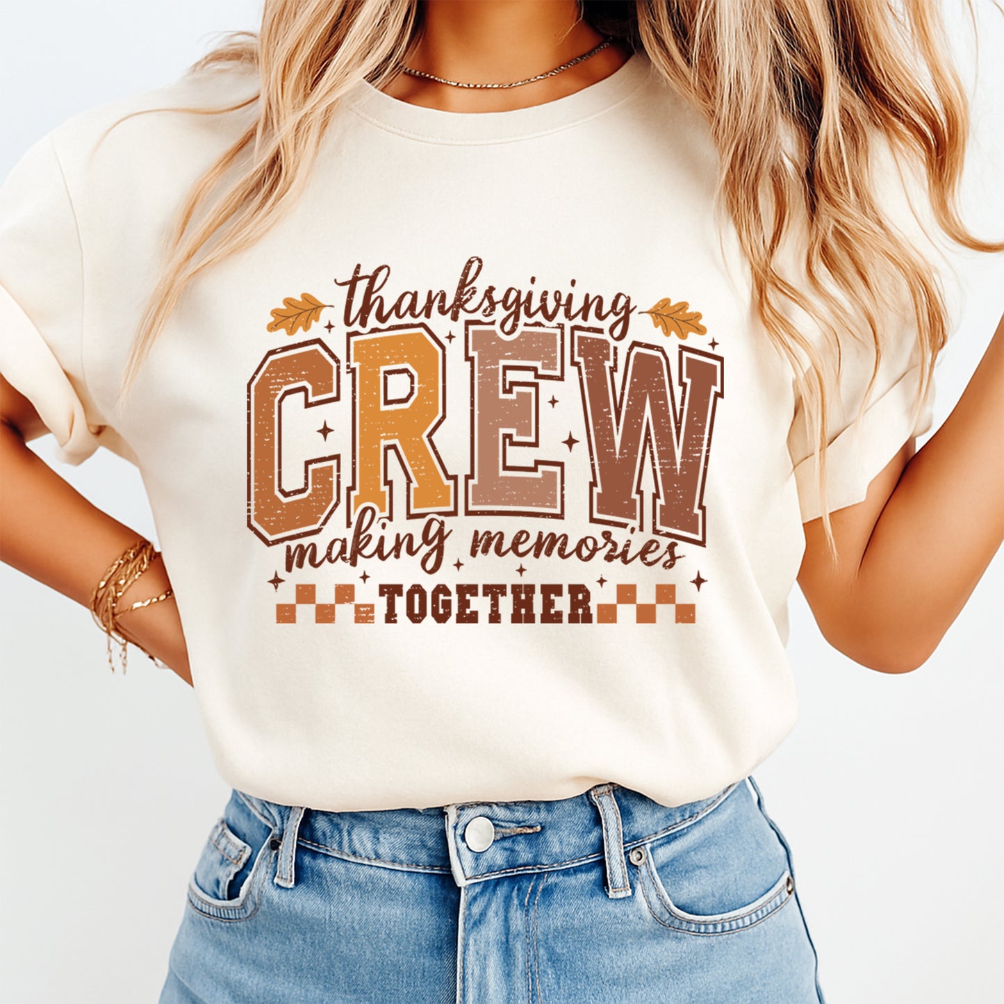 Thanksgiving Crew Making Memories DTF Transfer – Ready to Press Iron On Heat Transfer for DIY Thanksgiving Shirts 12308