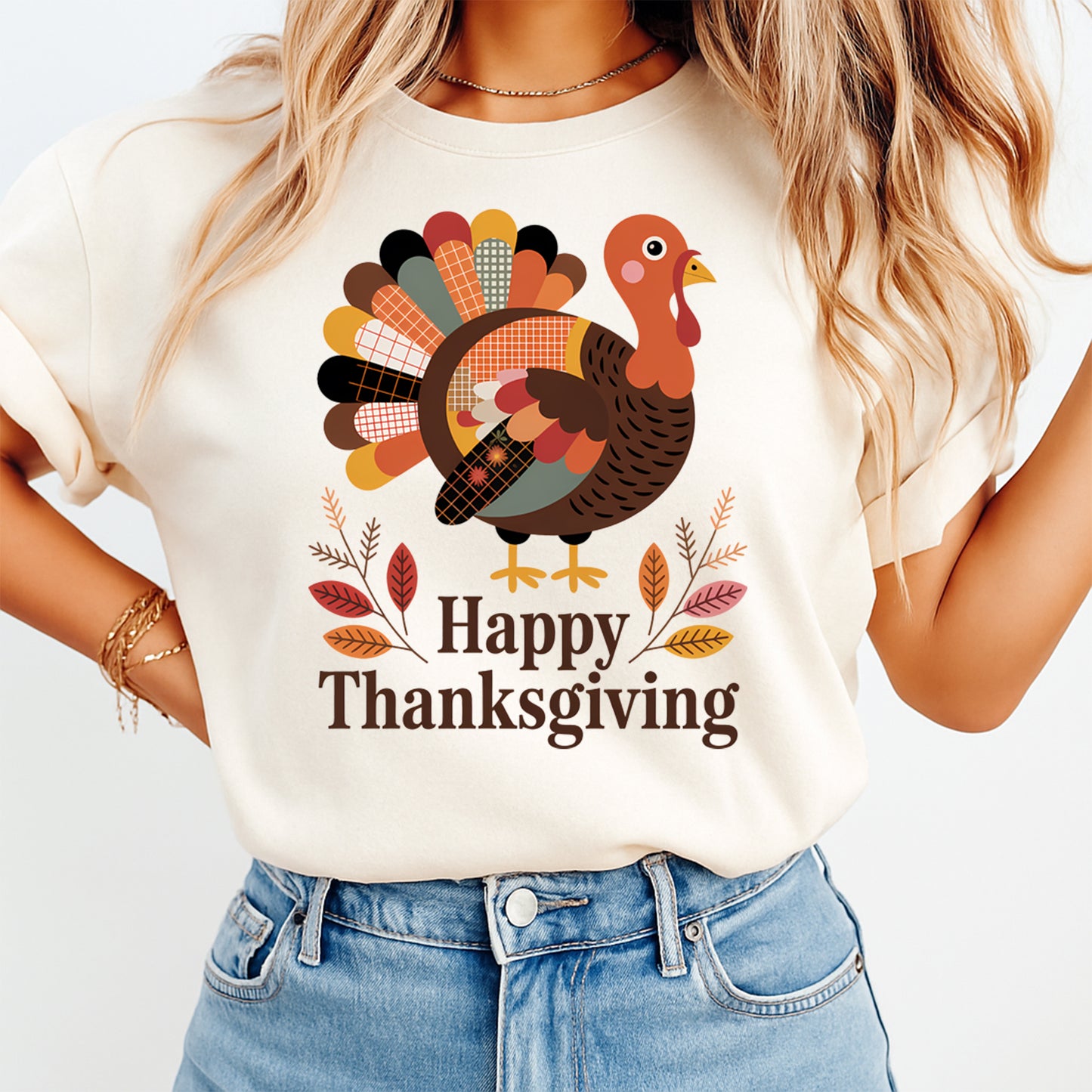 Thanksgiving Turkey Happy Thanksgiving DTF Transfer – Ready to Press Iron On Heat Transfer for DIY Thanksgiving Shirts 12340