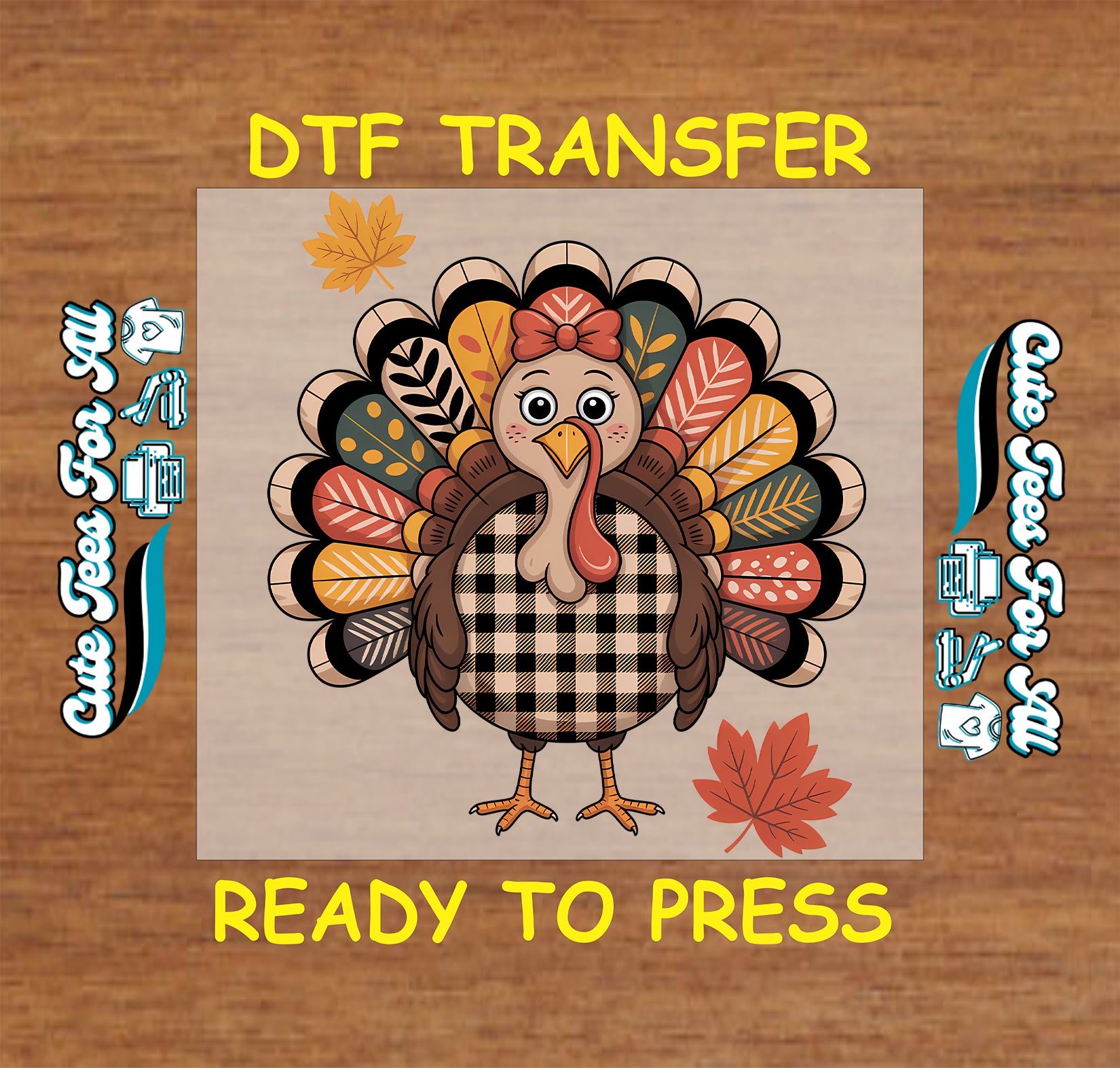 thanksgiving buffalo plaid turkey fall ready to press dtf transfer iron on heat transfer