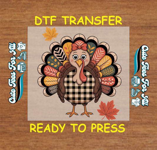 thanksgiving buffalo plaid turkey fall ready to press dtf transfer iron on heat transfer