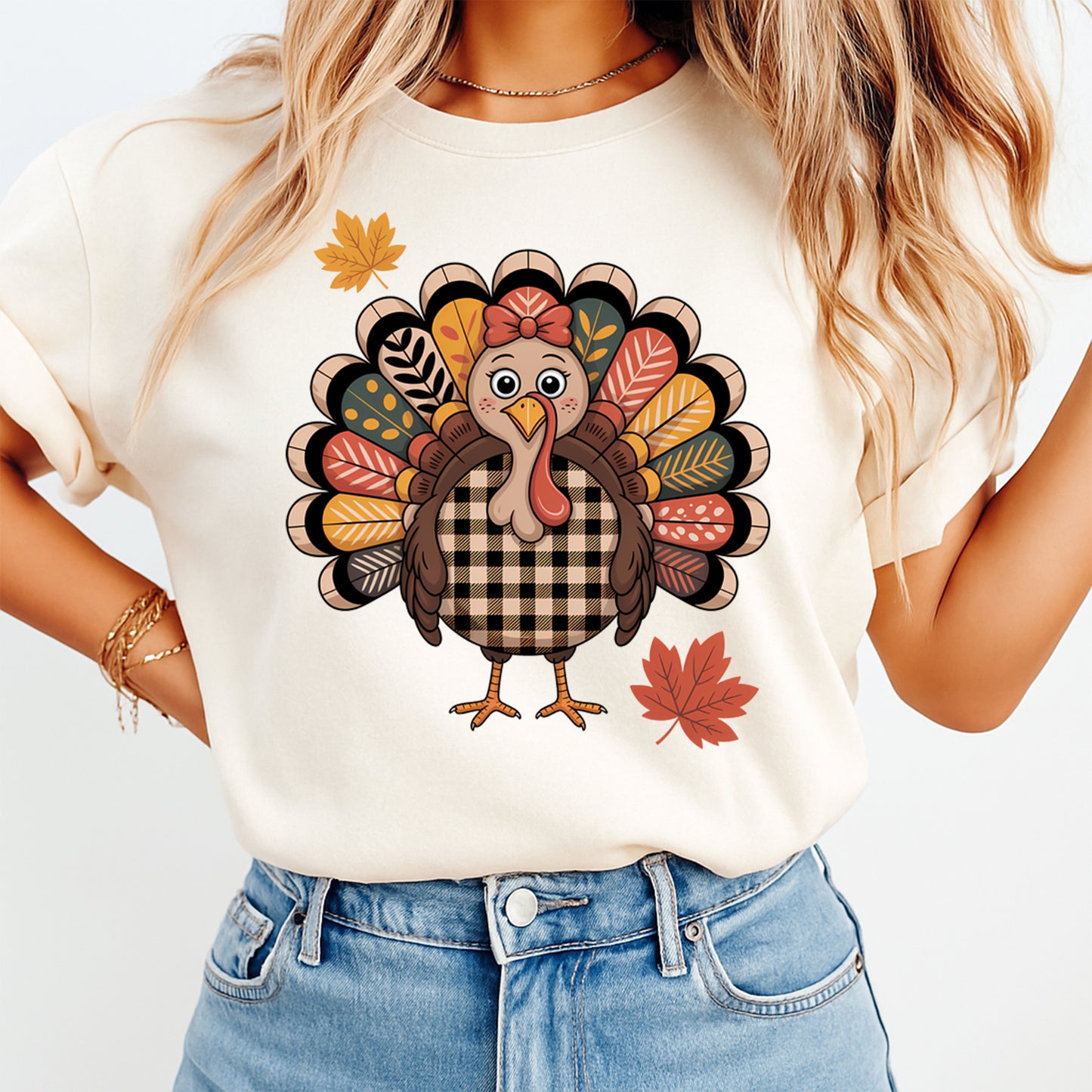 Thanksgiving Turkey Buffalo Plaid Fall DTF Transfer – Ready to Press Iron On Heat Transfer for DIY Thanksgiving Shirts 12344