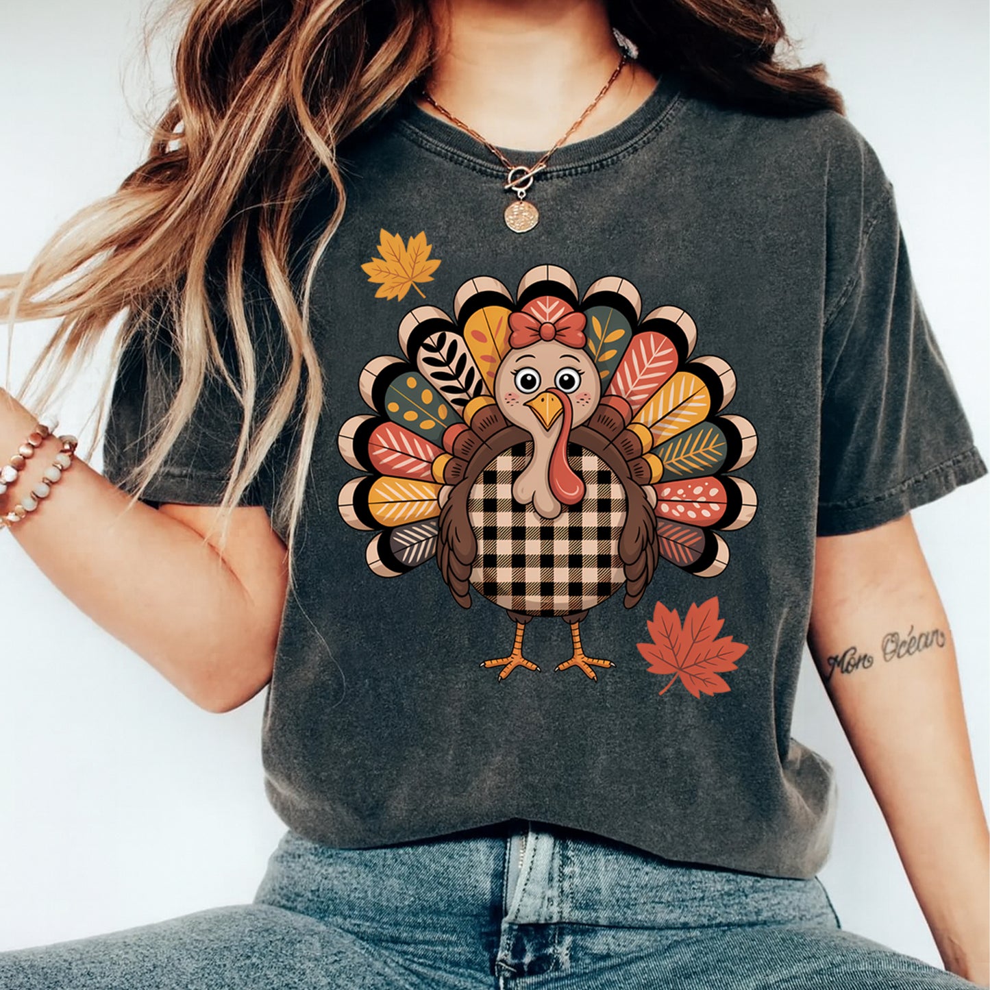 Thanksgiving Turkey Buffalo Plaid Fall DTF Transfer – Ready to Press Iron On Heat Transfer for DIY Thanksgiving Shirts 12344