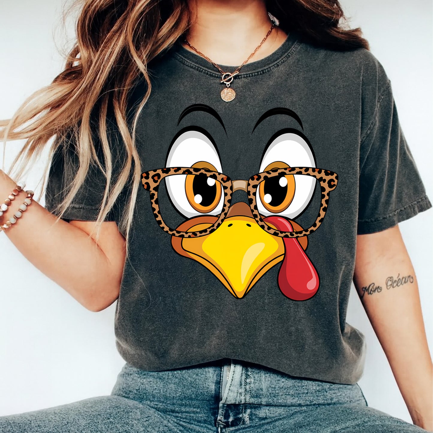 Thanksgiving Turkey Face Leopard Glasses Fall DTF Transfer – Ready to Press Iron On Heat Transfer for DIY Thanksgiving Shirts 12346