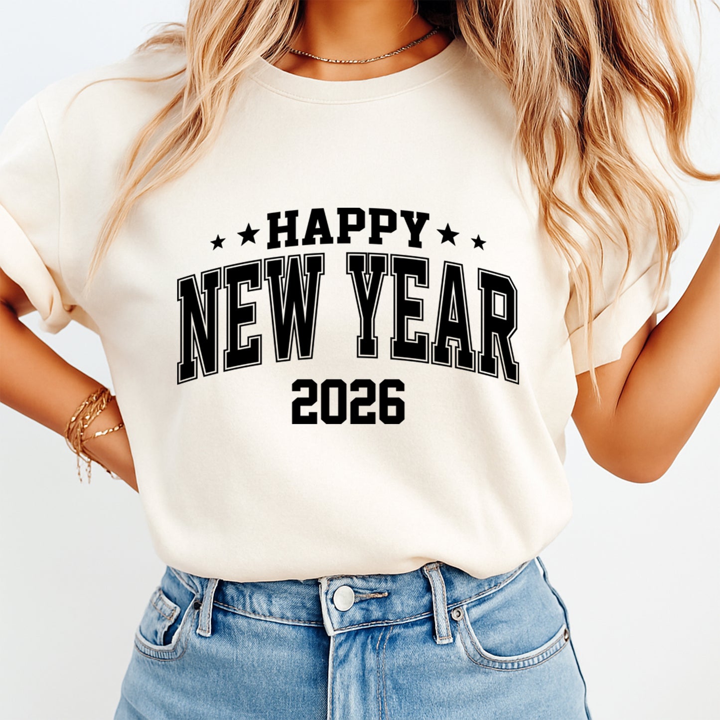 New Year DTF Transfer – Happy New Year 2026 Collegiate Style Ready to Press Iron on Heat Transfer DIY New Year Shirts 12387