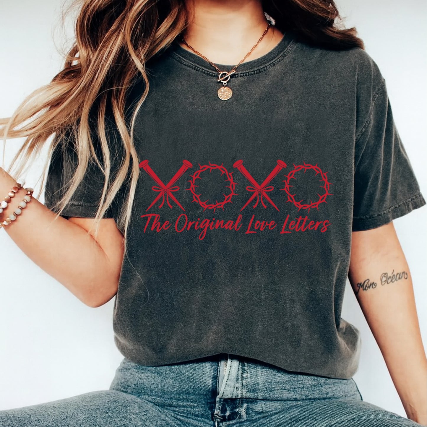 Valentine DTF Transfer – XOXO The Original Love Letters Crown of Thorns Ready to Press Iron on Heat Transfer DIY Shirts 12402