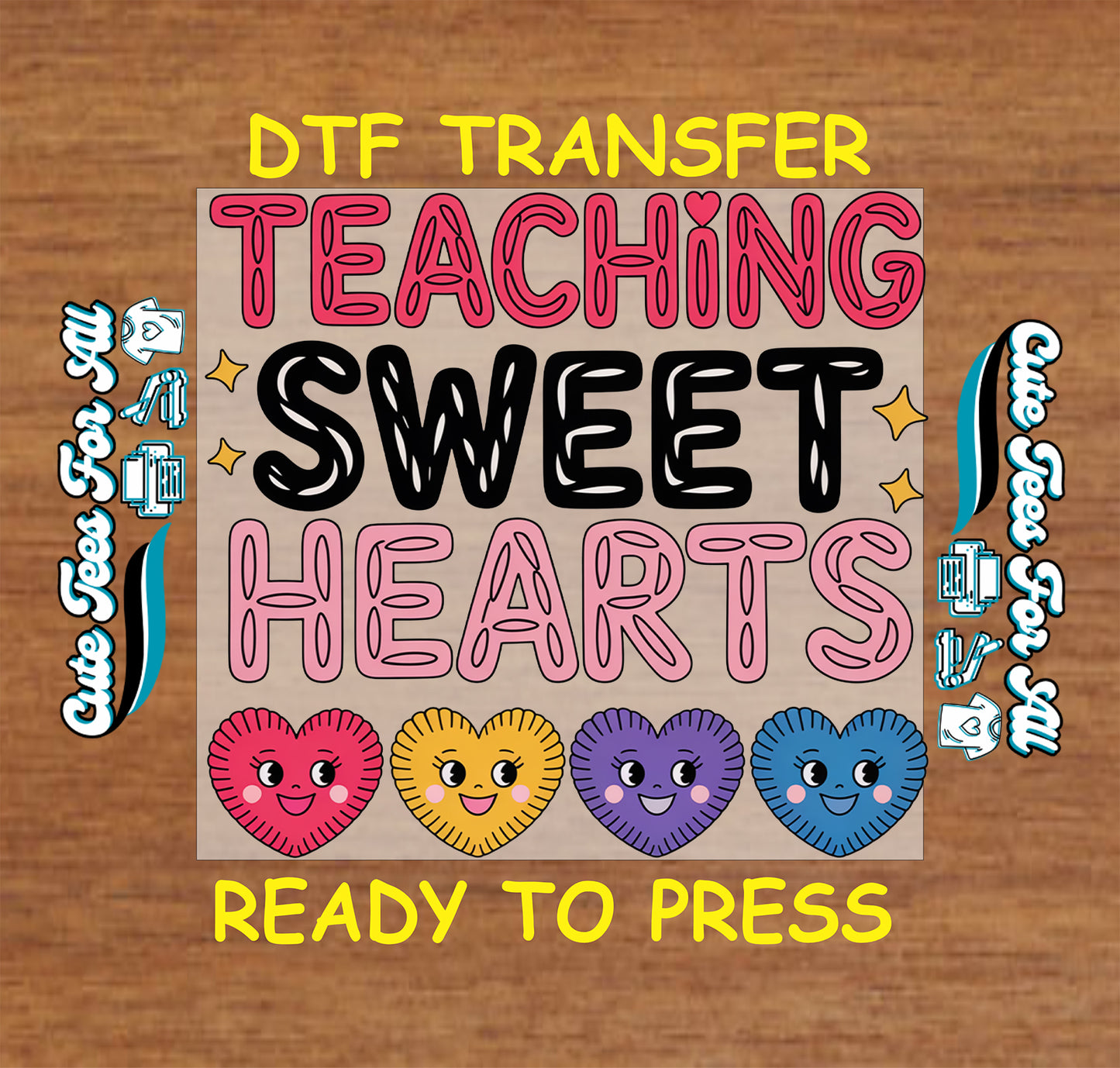 teaching sweet hearts teacher valentine candy hearts ready to press dtf iron on heat transfer