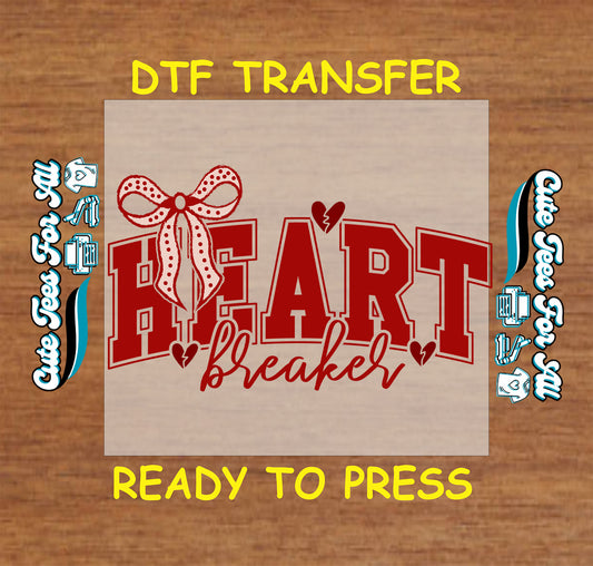 red heart breaker bow valentines ready to press dtf transfer iron on heat transfer graphic