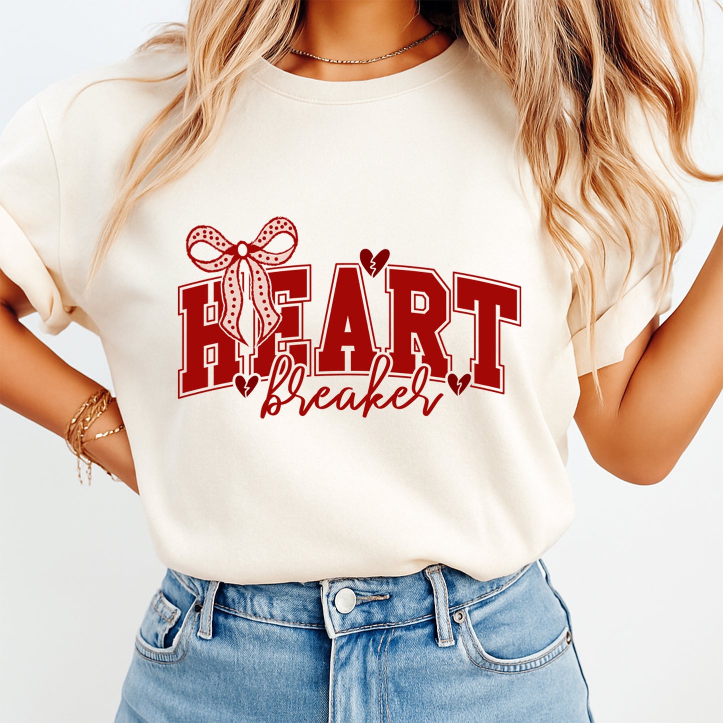 Valentine DTF Transfer – Heart Breaker Bow Graphic Ready to Press Iron On Heat Transfer for DIY Valentine Shirts 12426