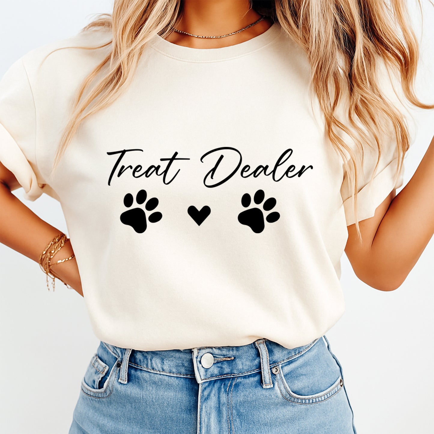 Pet Lover DTF Transfer – Treat Dealer Paw Print Graphic Ready to Press Iron On Heat Transfer for DIY Pet Lover Shirts 12431
