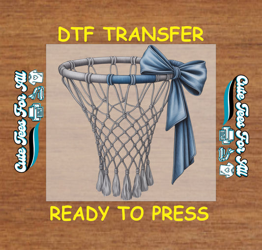 basketball net with bow graphic ready to press dtf heat transfer