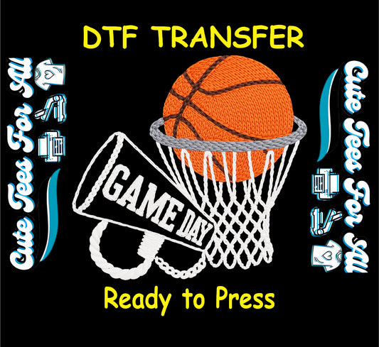 basketball game day megaphone net graphic ready to press dtf heat transfer