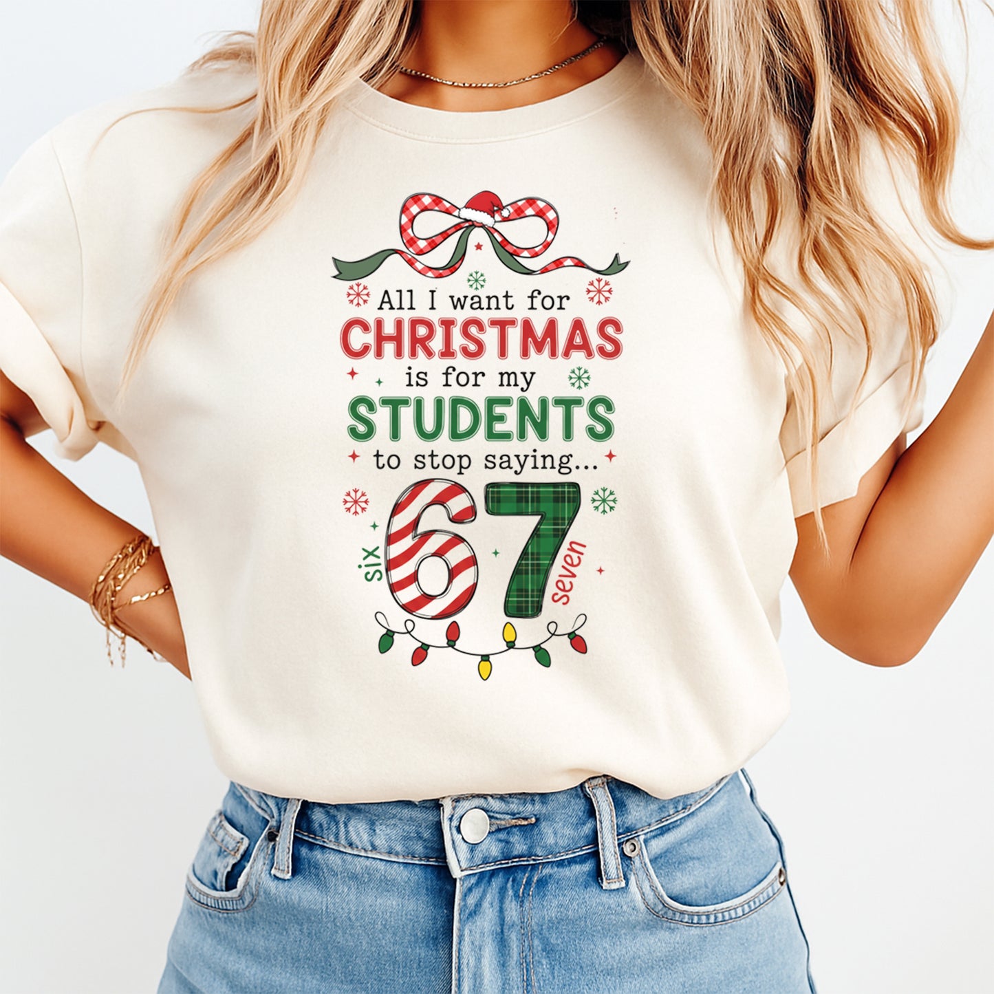 Christmas Teacher DTF Transfer – Classroom 67 Joke Holiday Graphic Ready to Press Iron On Heat Transfer for DIY Christmas Shirts 12448