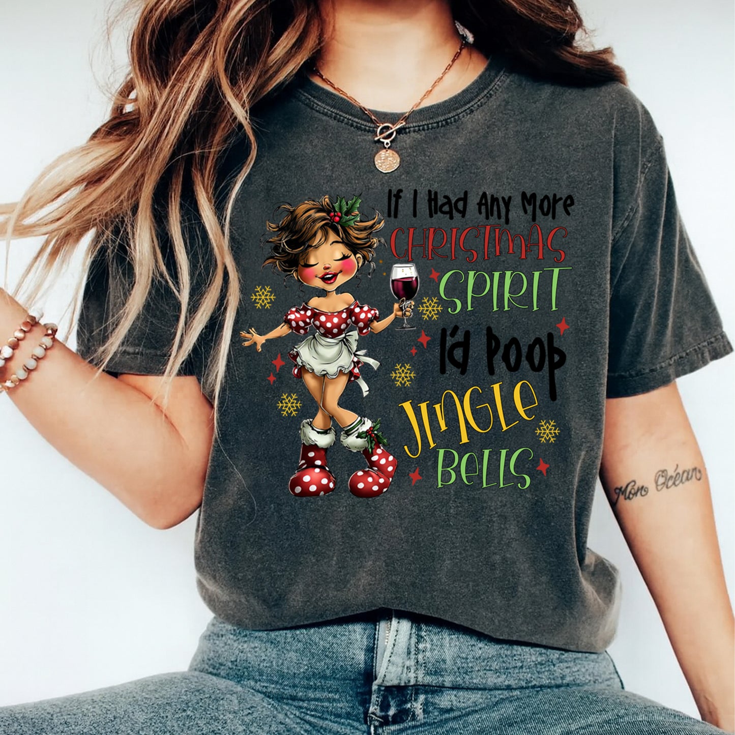 Christmas DTF Transfer – Jingle Bells Wine Humor Ready to Press Iron On Heat Transfer DIY Christmas Shirts 12462