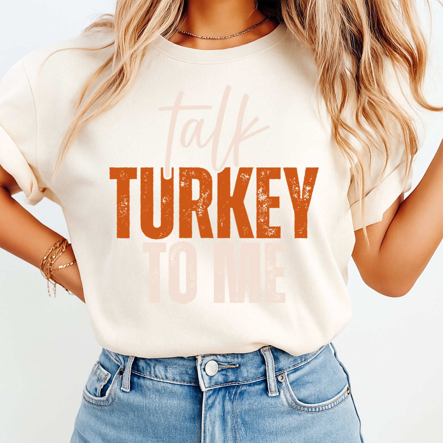 Thanksgiving DTF Transfer – Talk Turkey To Me Ready to Press Iron On Heat Transfer DIY Thanksgiving Shirts 12474