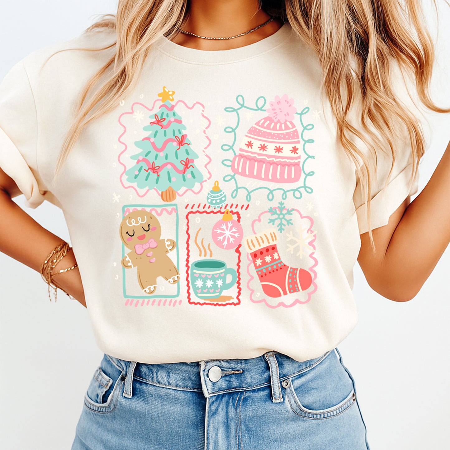 Christmas DTF Transfer – Cozy Holiday Icons Ready to Press Iron on Heat Transfer DIY Christmas Shirts 12487