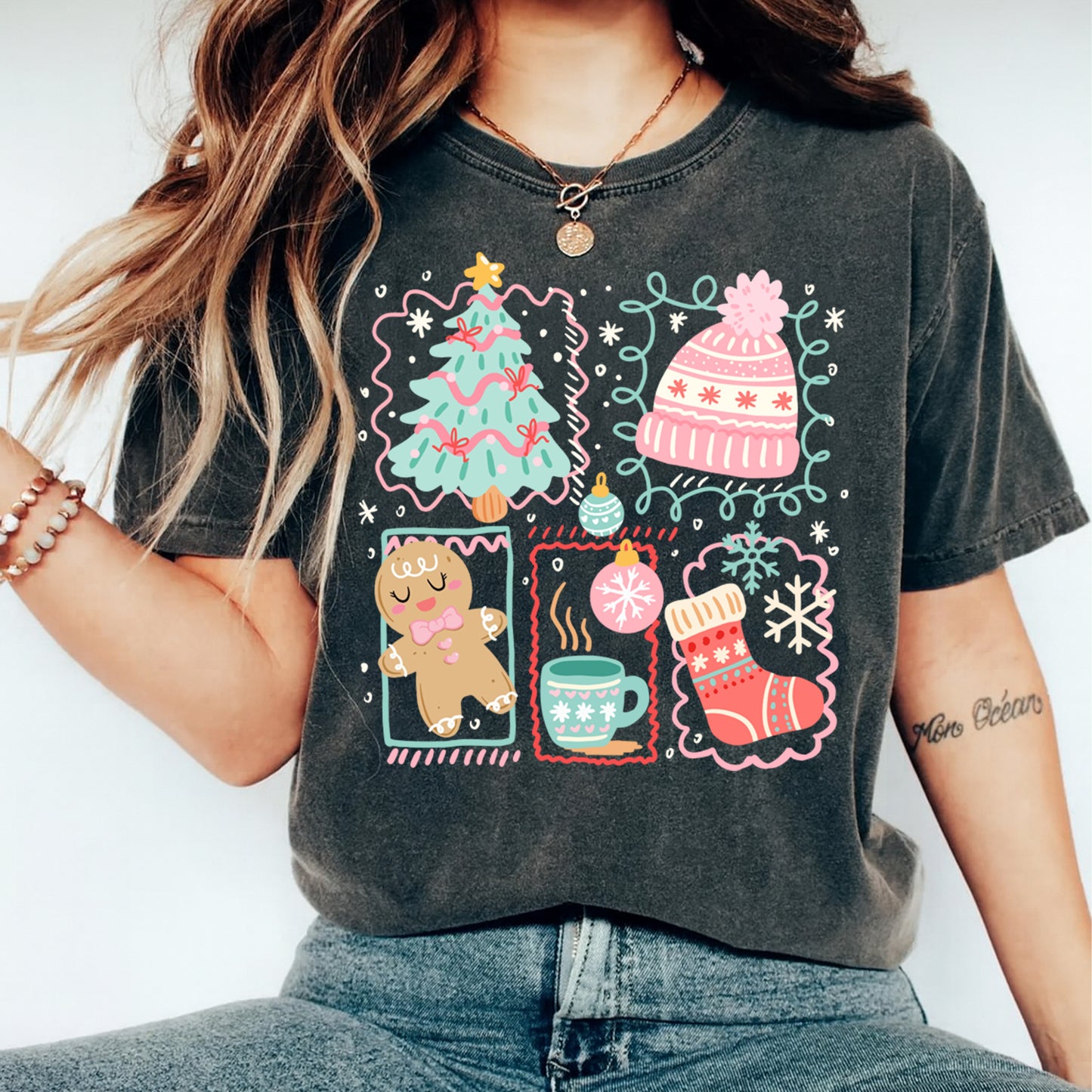 Christmas DTF Transfer – Cozy Holiday Icons Ready to Press Iron on Heat Transfer DIY Christmas Shirts 12487