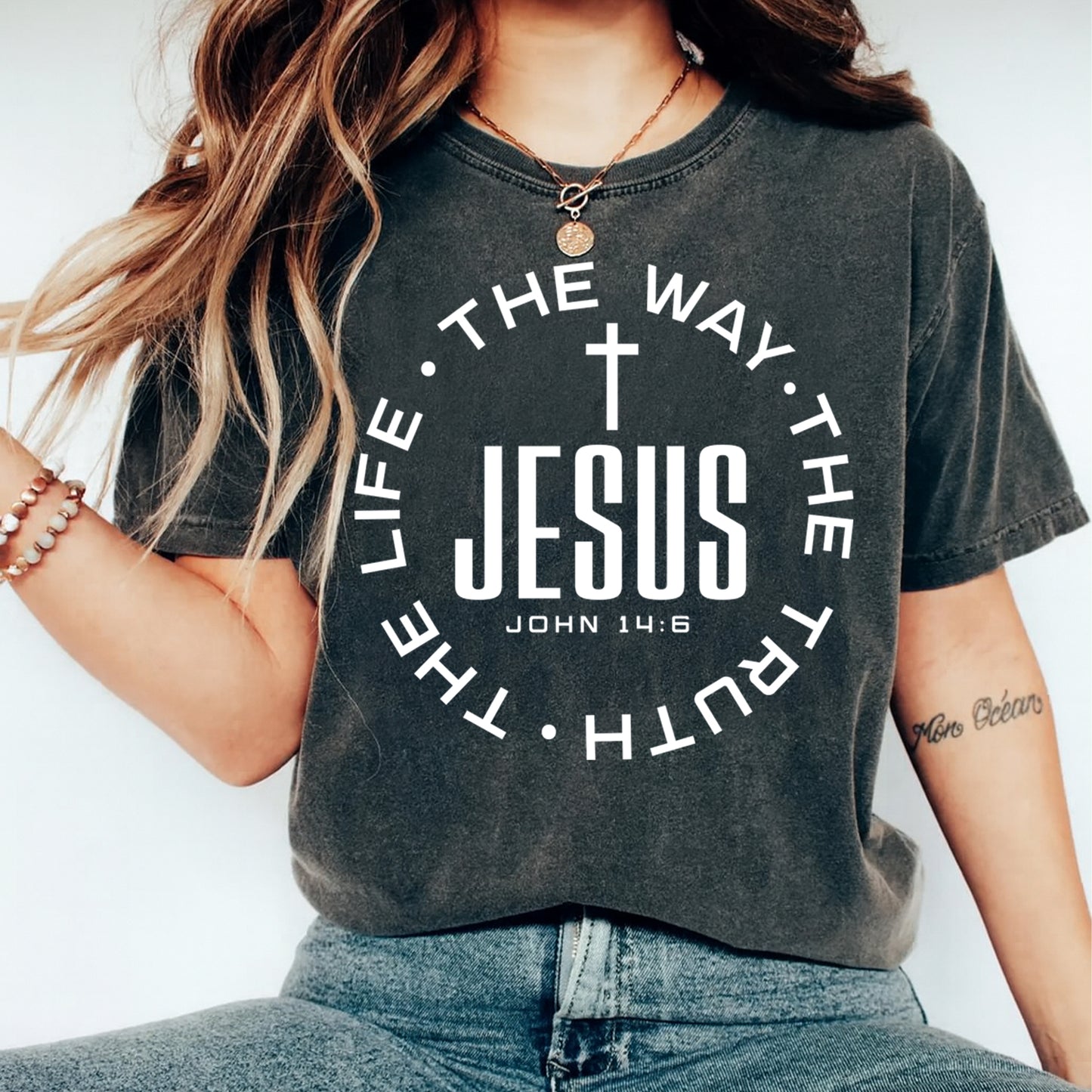 Faith DTF Transfer – John 14:6 Jesus Scripture Ready to Press Iron On Heat Transfer DIY Faith Shirts 12502