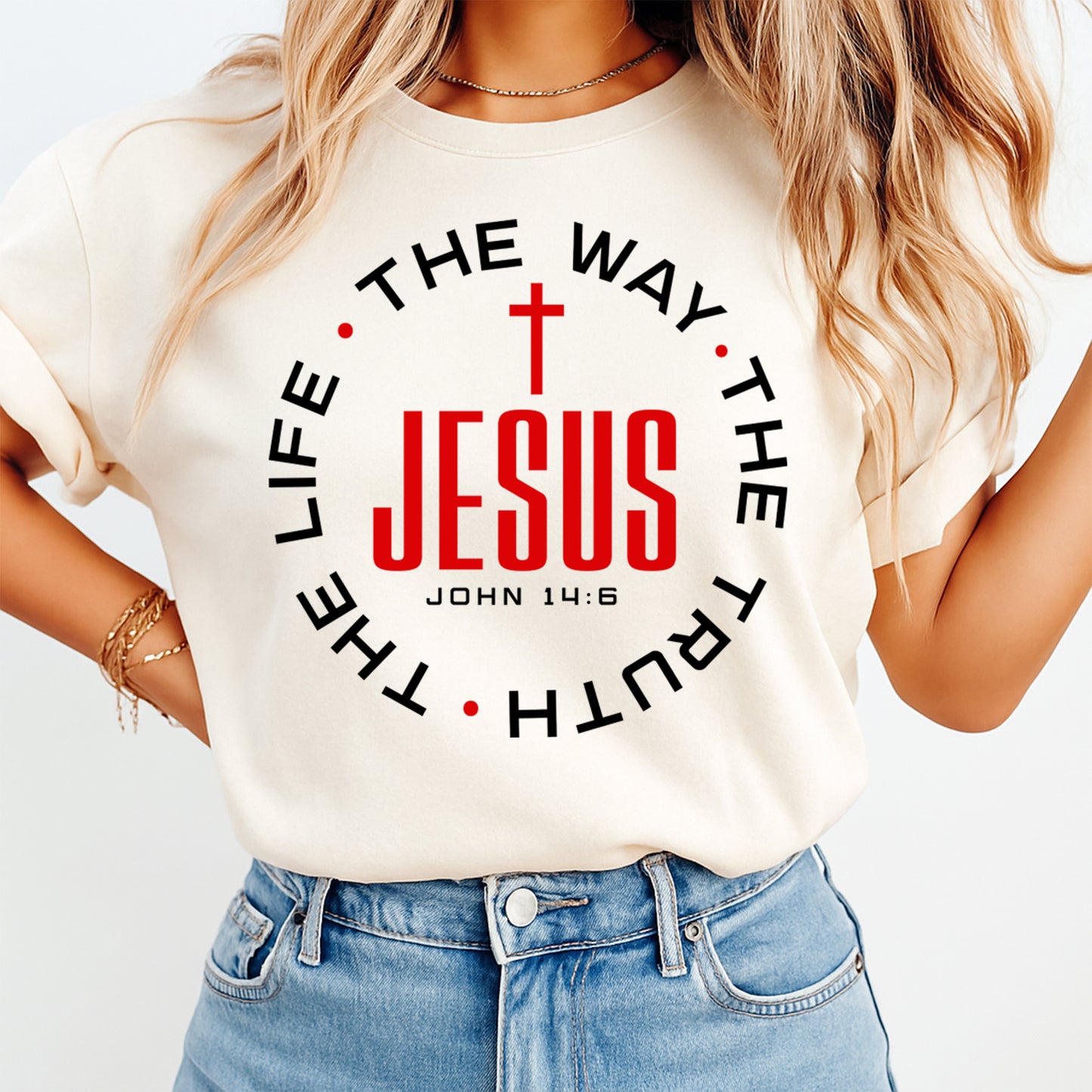 Christian Scripture Jesus Cross DTF Transfer – Ready to Press Iron On Heat Transfer for DIY Faith Shirts 12504