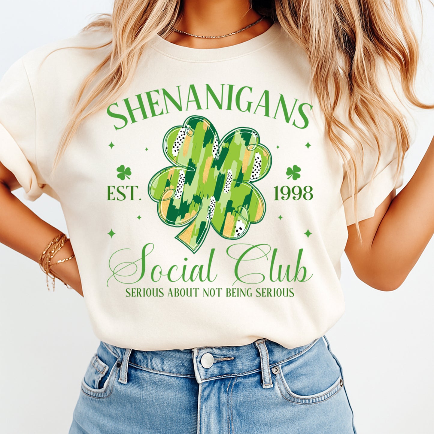 St Patricks Day DTF Transfer – Shenanigans Social Club Ready to Press Iron On Heat Transfer DIY St Patricks Shirts 12521