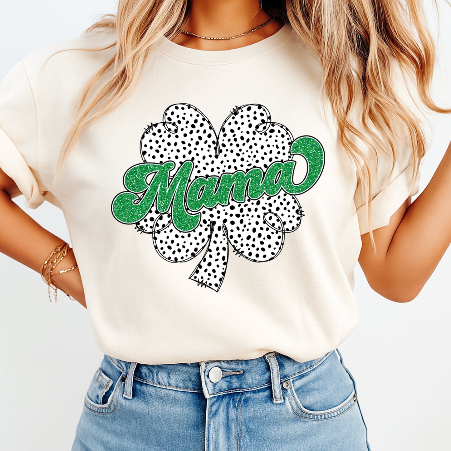St Patricks Day DTF Transfer – Mama Shamrock Ready to Press Iron On Heat Transfer DIY St Patricks Shirts 12529